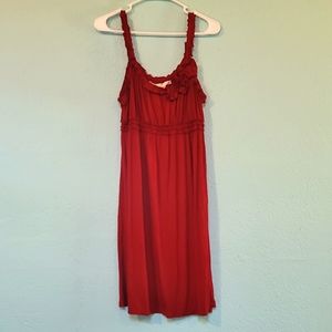 Max Studio ruby red tank dress with ruched waist L